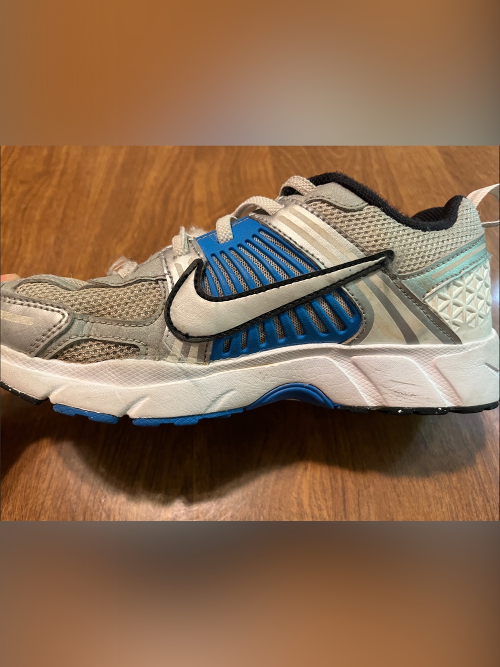 Youth Nike Gray and Blue Mesh Running Shoe